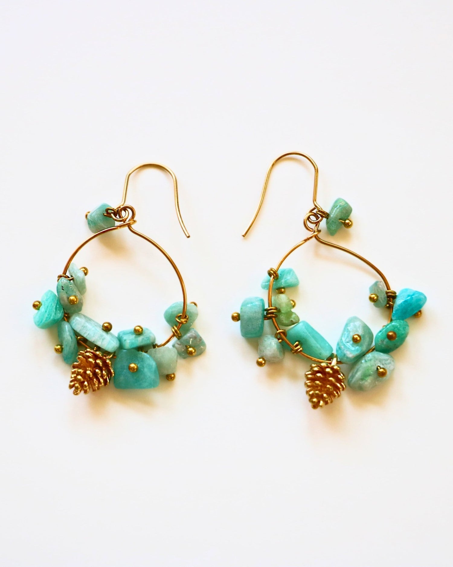 Amazonite Large Cluster Hoop Gold Earrings by Sage Machado - The Sage Lifestyle