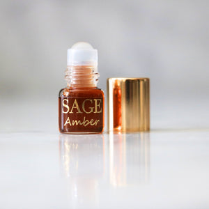 .03oz Mini Roll on Sage Amber Perfume Oil, Earthy, Gender Neutral Vegan,Cruelty Free, and travel-size fragrance