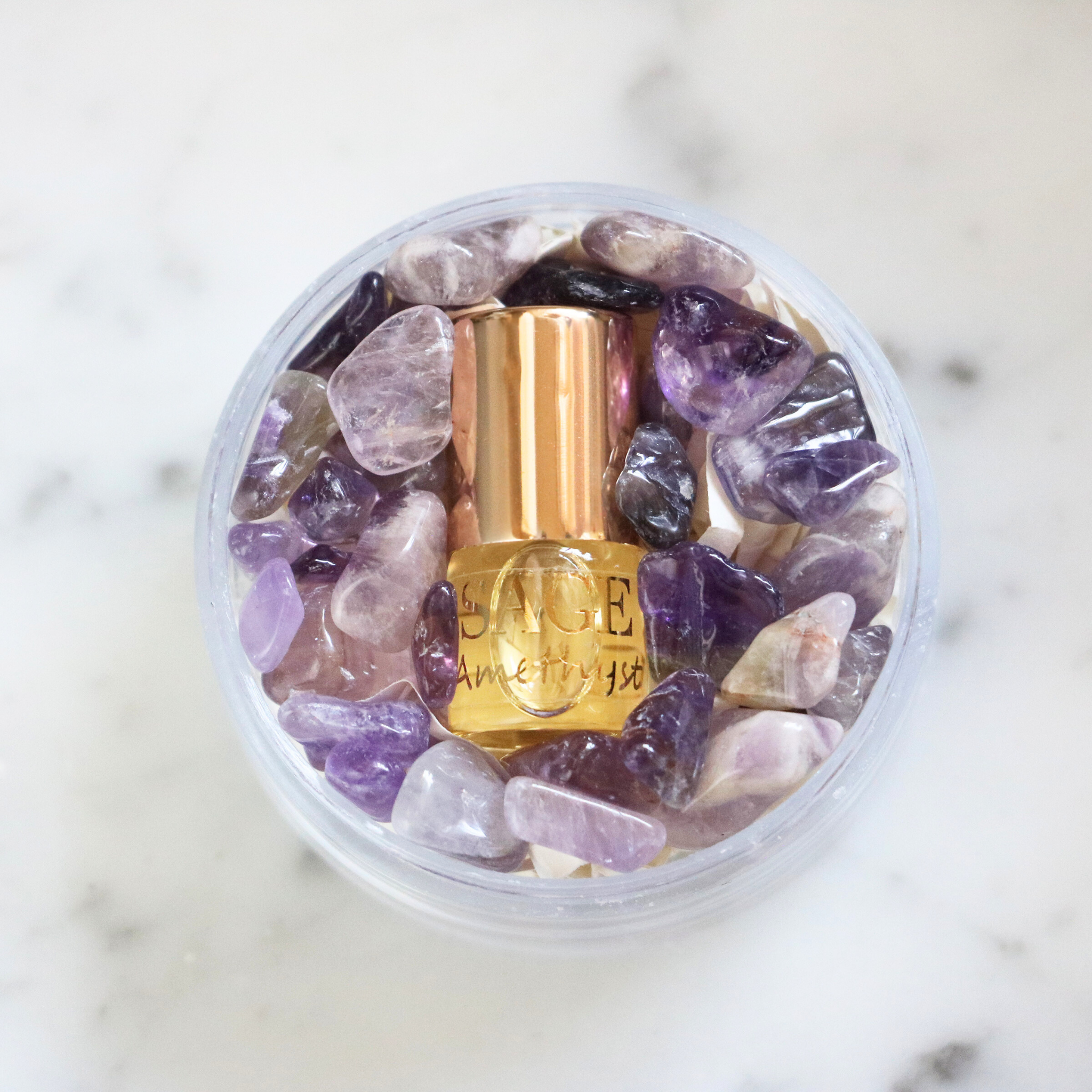 Amethyst Perfume Oil Concentrate Mini Rollie with Gemstones by Sage