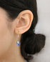 Blue Sodalite Medium Hoop Feather Gold Earrings by Sage Machado - The Sage Lifestyle