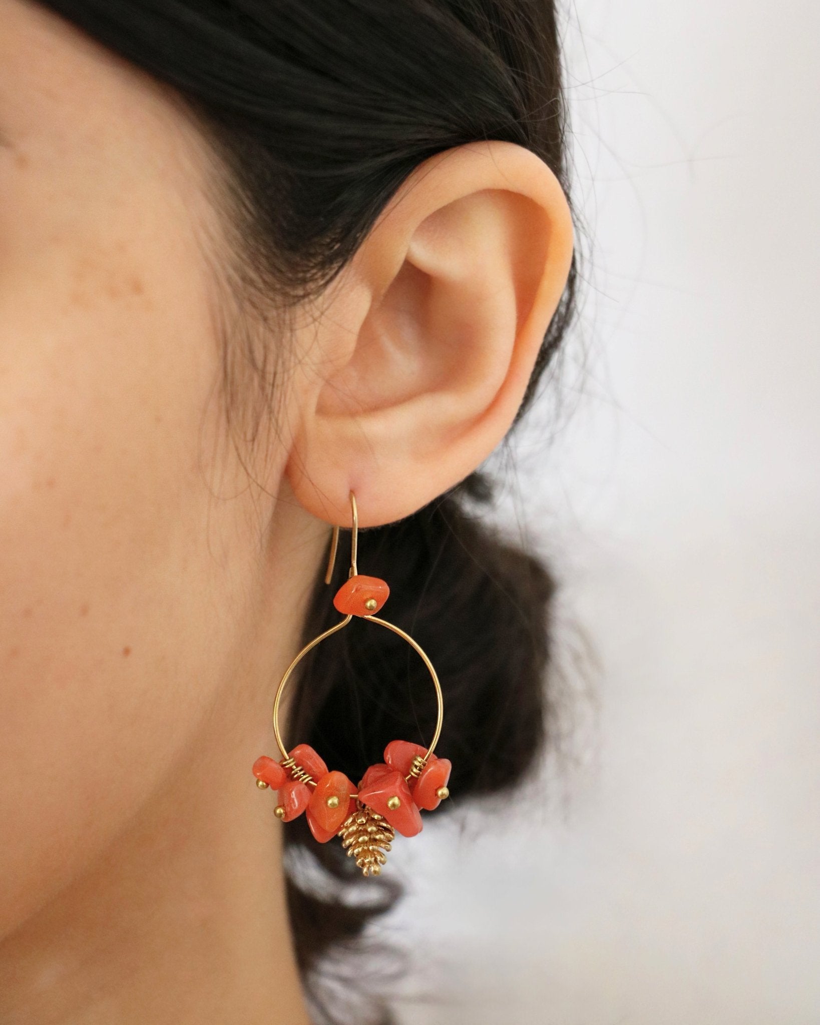 Carnelian outlet Gold Hoop Earring