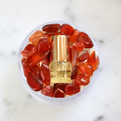 Carnelian Perfume Oil Concentrate Mini Rollie with Gemstones by Sage