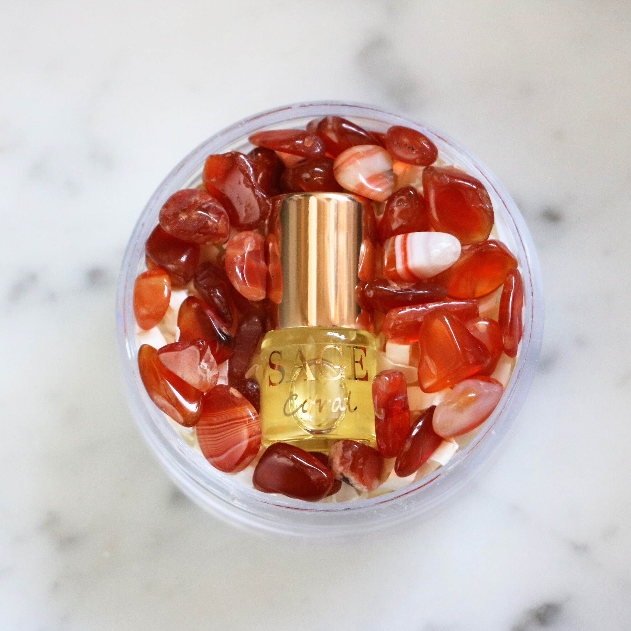 Coral Perfume Oil Concentrate Mini Rollie with Gemstones by Sage