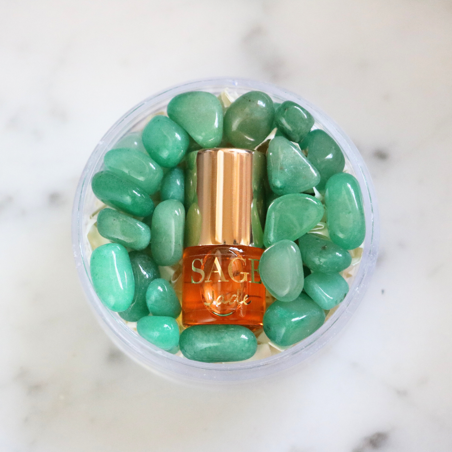 Jade Perfume Oil Concentrate Mini Rollie with Gemstones by Sage