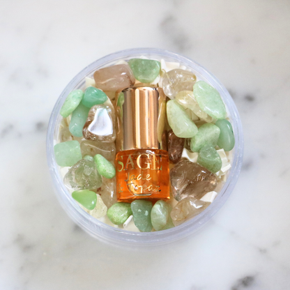 Jade &amp; Topaz Blend Perfume Oil Concentrate Mini Rollie with Gemstones by Sage