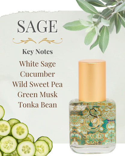 Secret Garden FLORAL Gift Set ~ Rose Quartz, Turquoise, and Sage 1/4 oz Organic Perfume Oil Extract Roll - Ons by Sage - The Sage Lifestyle