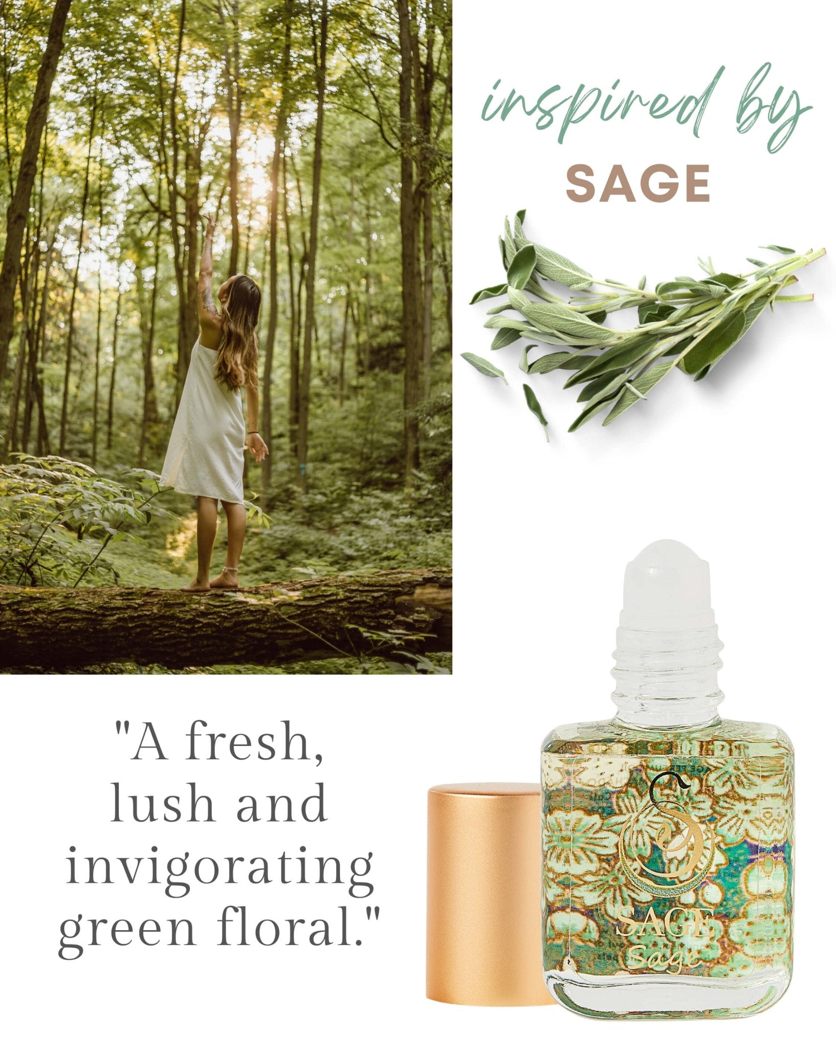 Secret Garden FLORAL Gift Set ~ Rose Quartz, Turquoise, and Sage 1/4 oz Organic Perfume Oil Extract Roll - Ons by Sage - The Sage Lifestyle