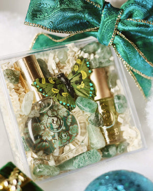 Secret Garden INDULGE Gift Set ~ 1/2 oz Organic Eau de Toilette Mini &amp; 1/8 oz Perfume Oil Concentrate Roll - On with Gemstones - The Sage Lifestyle