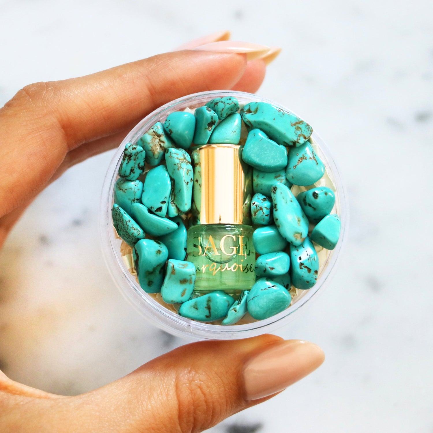 Turquoise Perfume Oil Concentrate Mini Rollie with Gemstones by Sage - The Sage Lifestyle