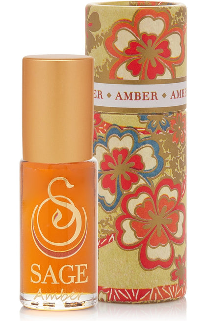 INDULGE ~ AMBER Perfume Oil Concentrate Roll-On and Organic Eau de Toilette  Gift Set by Sage