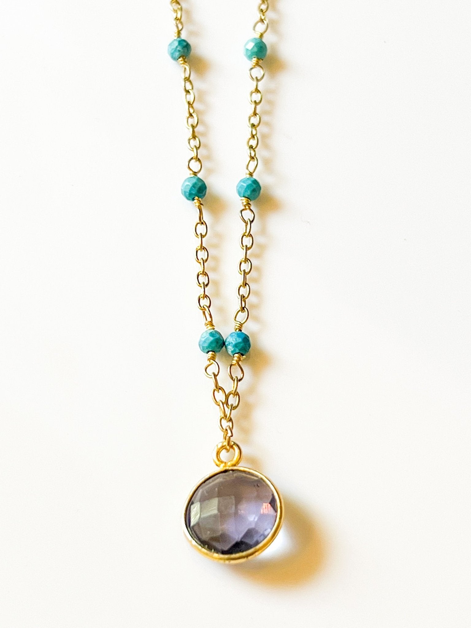 Petite factory Drop Necklace Gold Amethyst Hydro