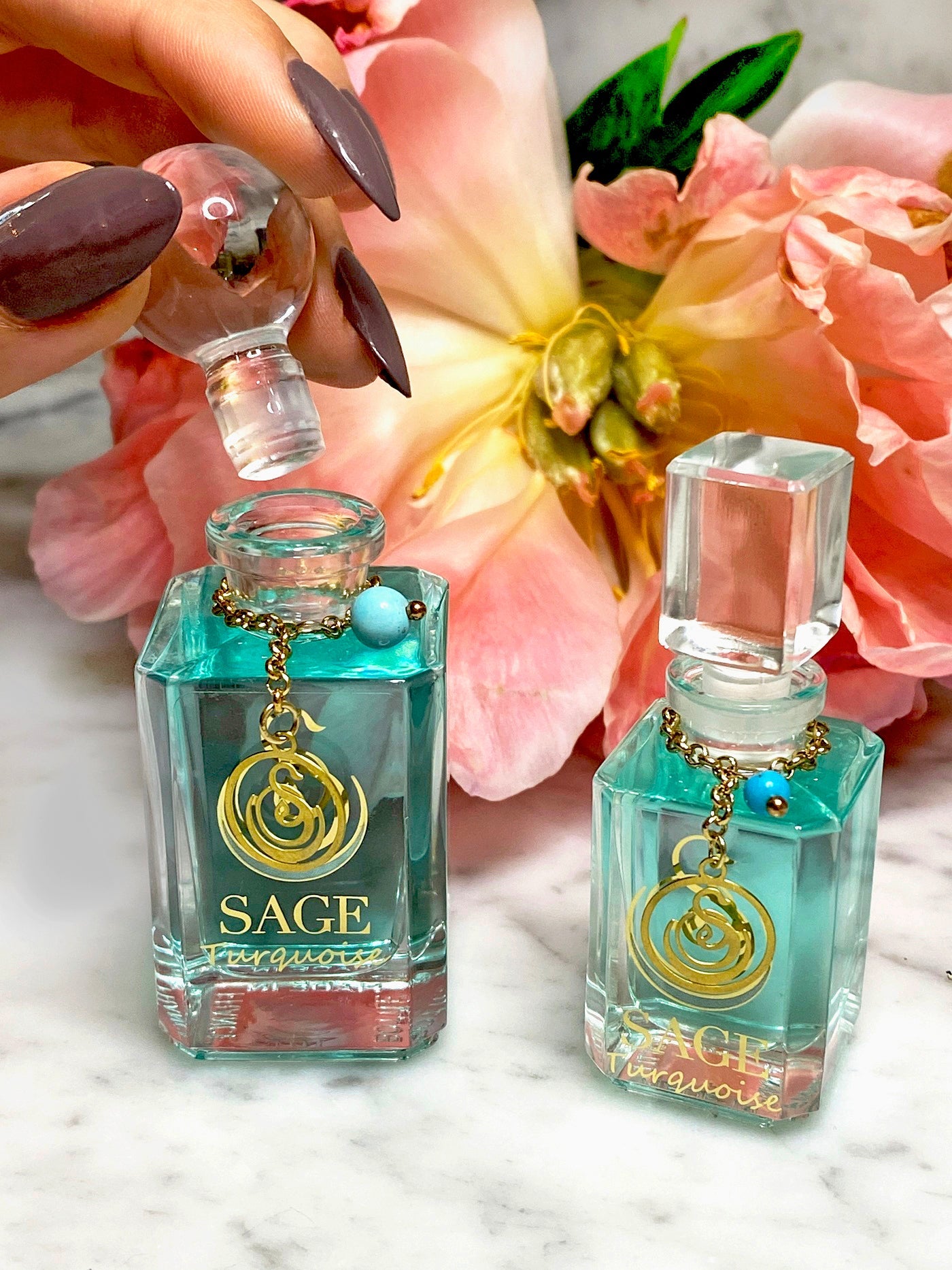 Turquoise Vanity Bottle by Sage, Pure Perfume Oil Concentrate